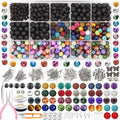 Natural Black Volcanic Lava Gemstone Beads Charm Round Loose Stone Beads for Jewelry Making