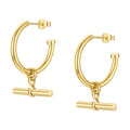 Fashion PVD 18K Gold Plated Stainless Steel Jewelry C Shaped Stick Accessories Hoop Earrings E211237