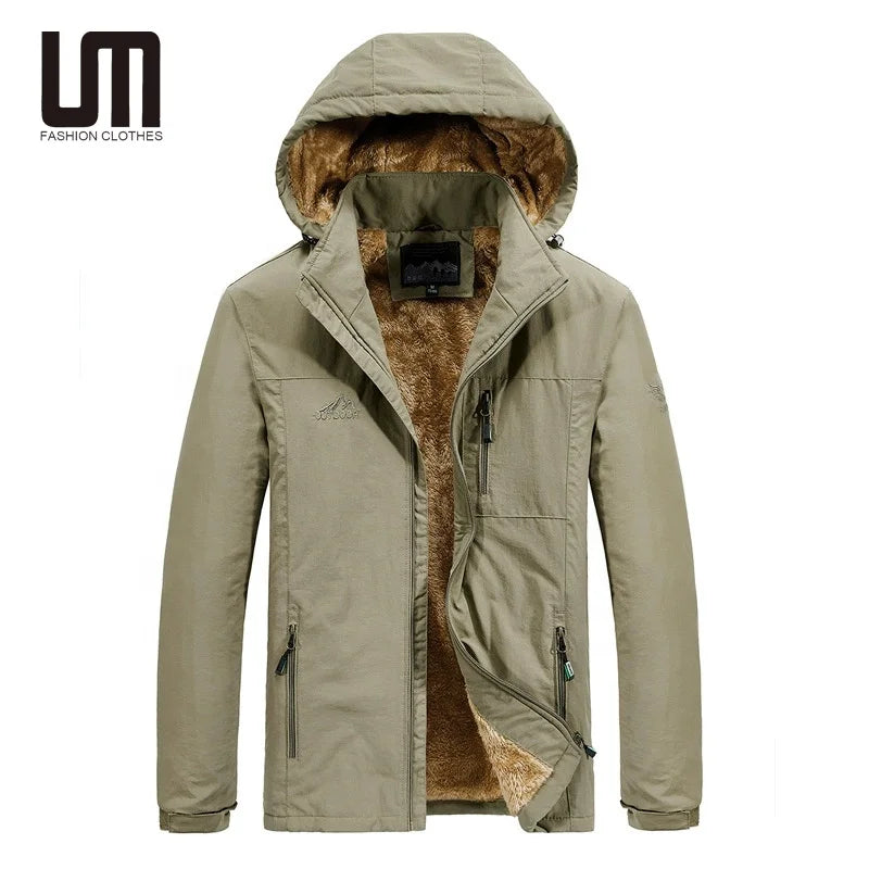 Liu Ming Custom Logo Wholesale Fashion Winter Casual Men Windproof Fleece Thick Warm Plus Size Hooded Jackets
