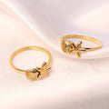 Ocean Design Jewelry Sea Star Ring Stainless Steel Waterproof Shell Ring Gift Daily Wear 18K Gold Plated Starfish Shape Ring