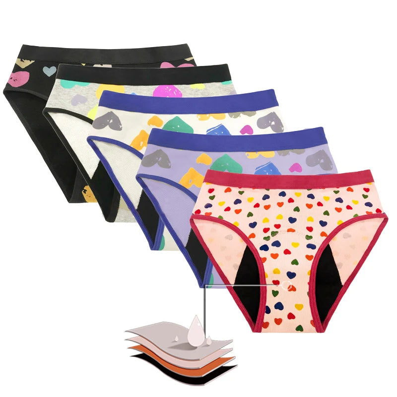 Evenyoung Teens Period Underwear Knickers Menstrual Leak Proof Hipster Panties Protective Briefs Young Girls' Period Panties