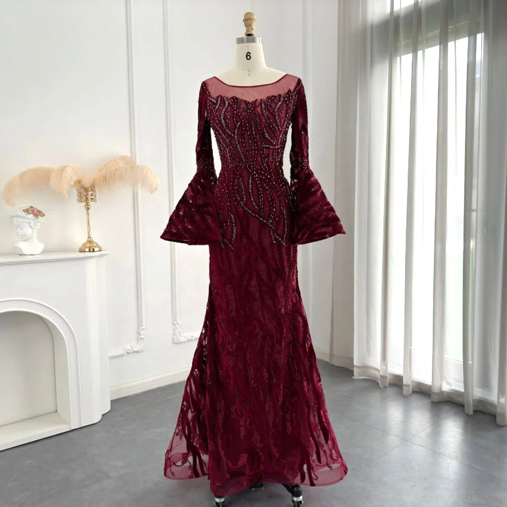 Jancember SCZ167 Classic Arabic Flare Sleeve Evening Party Women's Dresses