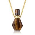 Reasonable Price Tiger Eye Crystal Stone Perfume Aromatherapy Bottle Gold Plated Chain Necklace for Men or Women