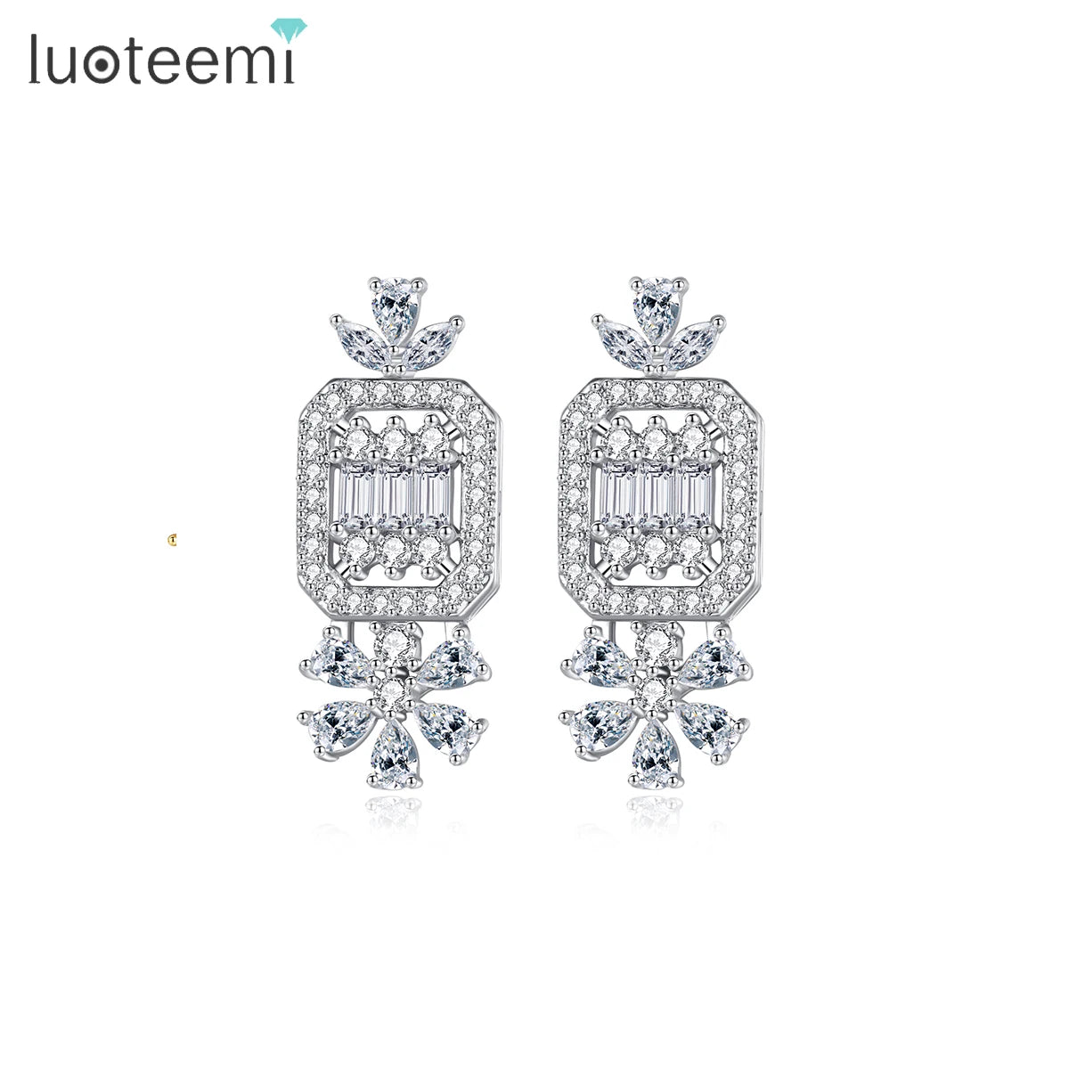 LUOTEEMI Fashion Jewelry Unique Woman 2025 Drop Designer Wedding Earing Zircon Dangling Statement Earring