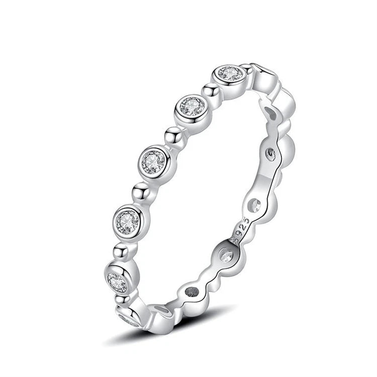 Simple Round Cz Diamond 925 Sterling Silver Women Fashion Zircon Stone Ring for Women