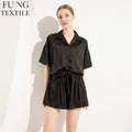 FUNG 6035 OEM Custom Pijama Luxury Loungewear Short Sleeve Button Down Soft Pajama Two Piece Sleepwear Set for Women