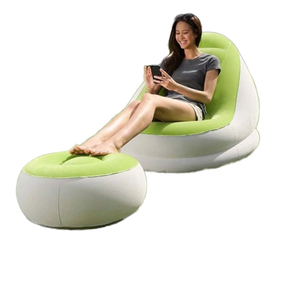 Bestway 75053 Comfort Cruiser Inflatable Chair with Ottoman Foldable Relaxing Lounge Seat for Indoor Outdoor Use