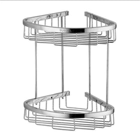 No Drill 304 Stainless Steel Corner Bathroom Shelf - 2-Tier Wall Mounted Shower Storage Organizer