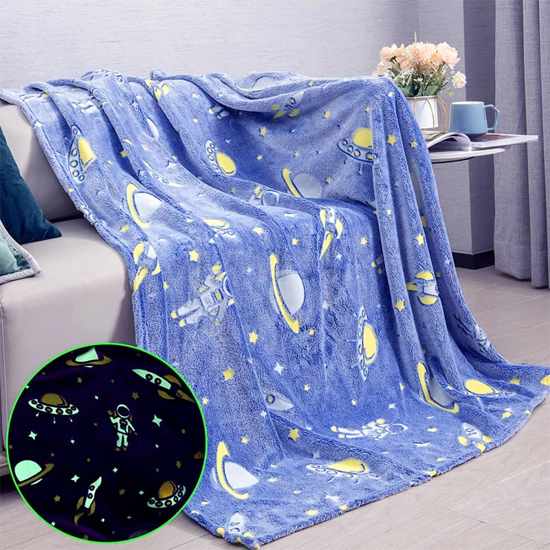 Amity Home Sofa Blanket Double Sided Flannel Luminous Blanket Wholesale Custom Flannel Plush Luminous Throw Blanket