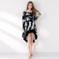 Splash Ink Chinese Women Dress Simple Elegant Women's Dresses 2022 Midi Dress Long Sleeve