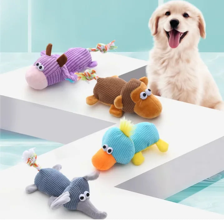 Hot-Selling Dog Plush Toy Lifelike Cotton Cute Monkey Elephant Knot Tail Squeaky Plush Accompany Doll Pet Dog Plush Toys