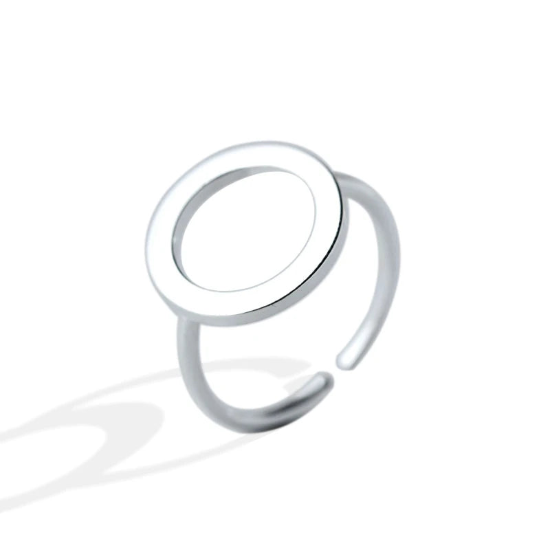 WMJ0905 Sterling Silver 925 Geometric Hollow Round Ring 925 Real Silver Classic Silver Ring Adjustable Cocktail Rings