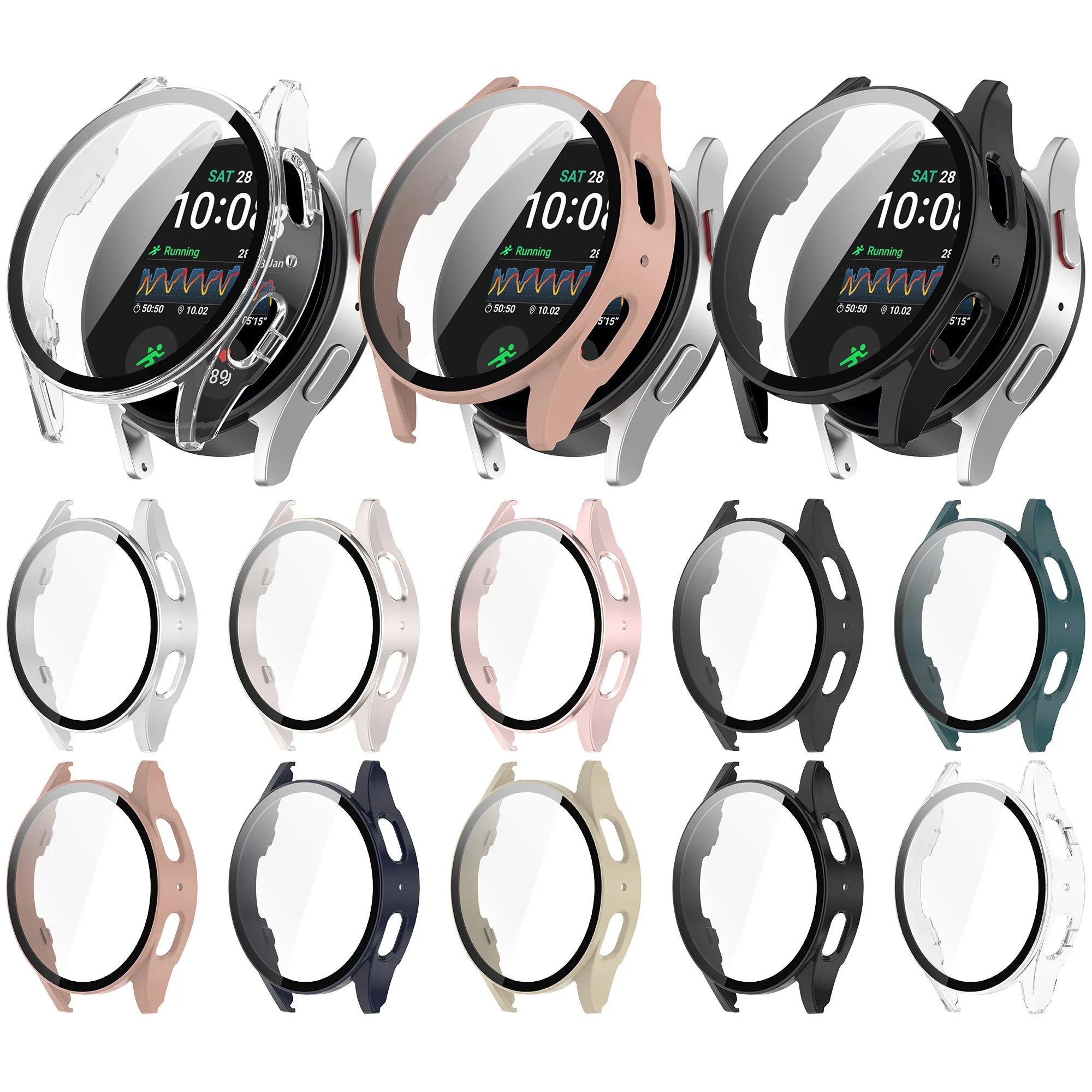 IVANHOE Glass+PC Case for Samsung Galaxy Watch 7 40mm 44mm Protector PC Hard All-Around Protective Shell for Watch 7 Ultra 47mm