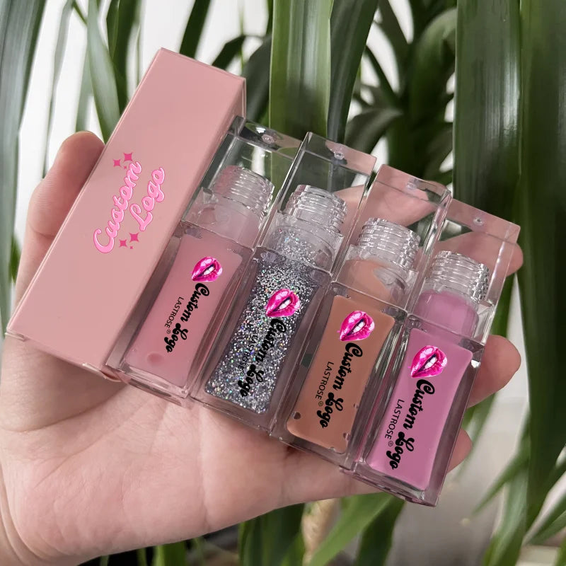 New Vegan Transparent Moisturizing Tinted Liquid Lip Oil Glitter Sparkle Lip Plumper Color Change Shimmer Shiny Lip Gloss Glaze