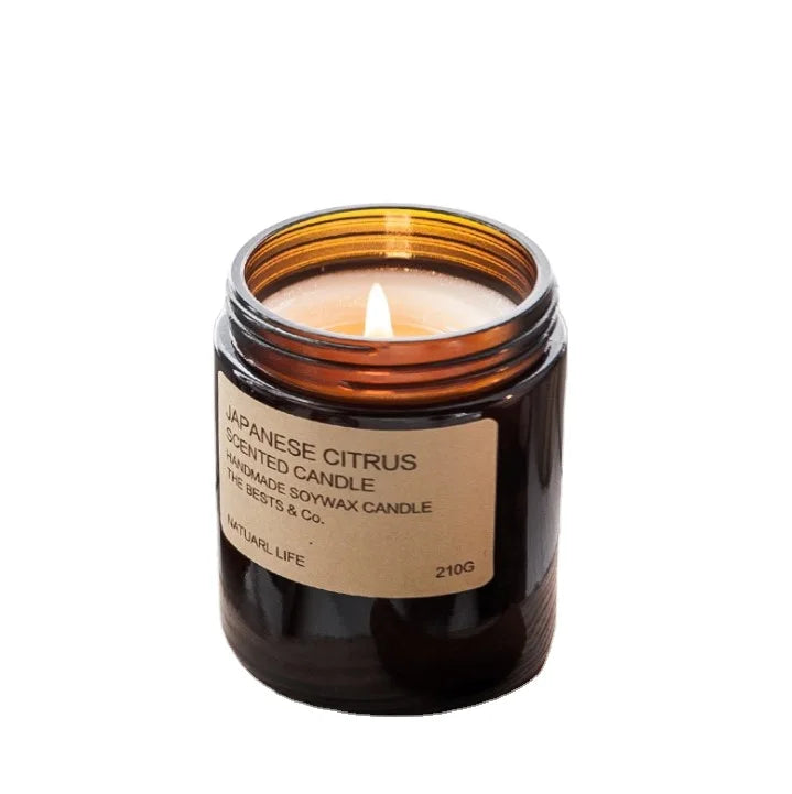 100ml Amber Cylinder Candle Glass Jar Vintage Glass Empty Candle Jars with Lid