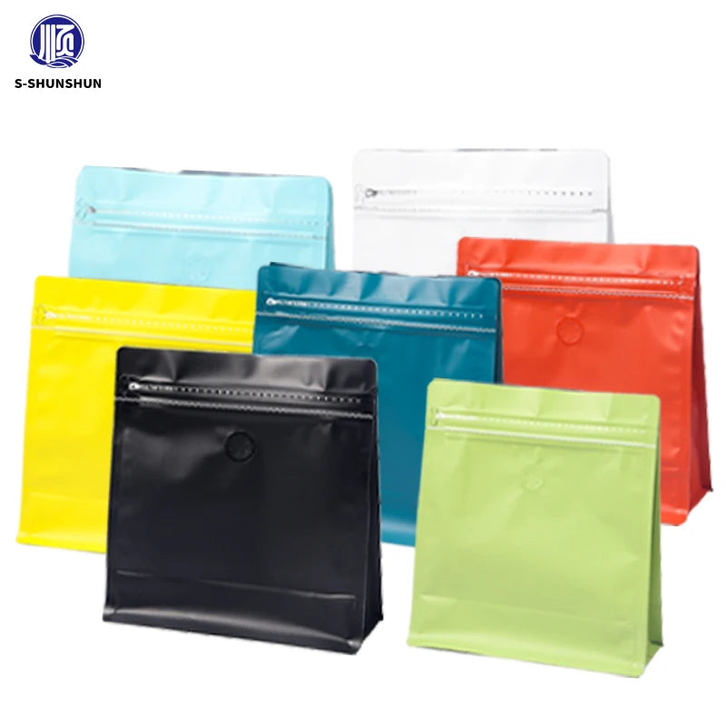 SHUNSHUN Custom 500g Octagonal Coffee Bag with Zipper Air Valve Intaglio Printing Sealed Packaging for Food Use