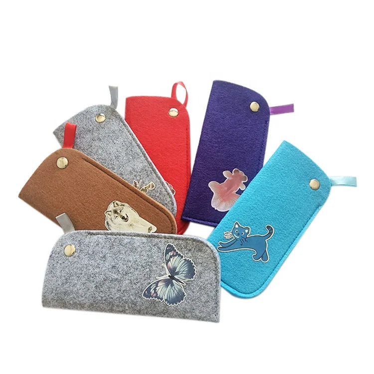 Xinhe Shengfu Wholesale Custom Printing Logo Custom Folding Soft Felt Fabric Glasses Eyeglasses Case Packaging