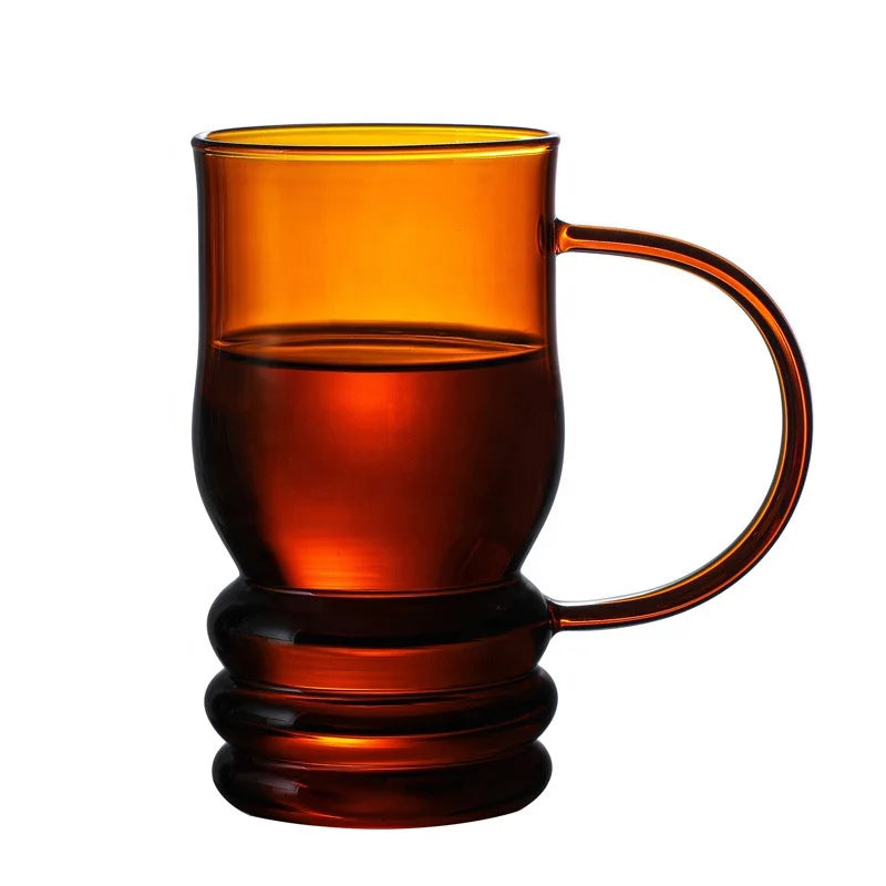 Customized Logo Drinking Glass Cup Colored High Borosilicate Glass Coffee Milk Mug Glass Beer Tea Mug