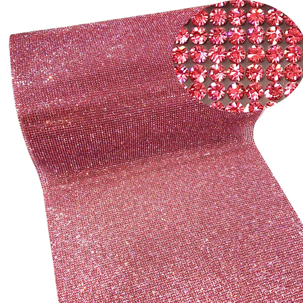 Luxurious Crystal 24cm*10yards Length Cuttable Hotfix Rhinestone Mesh Roll  Iron on Rhinestone Sheet Adhesive