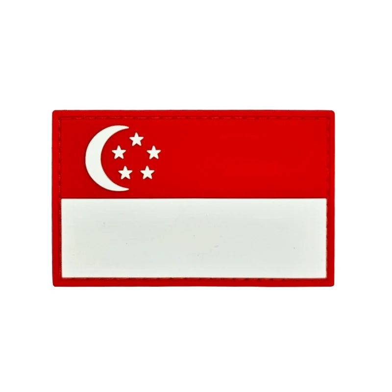 Customized 3D PVC Soft Rubber Lace Felt Patch Badges with National Flags Hook & Loop Style