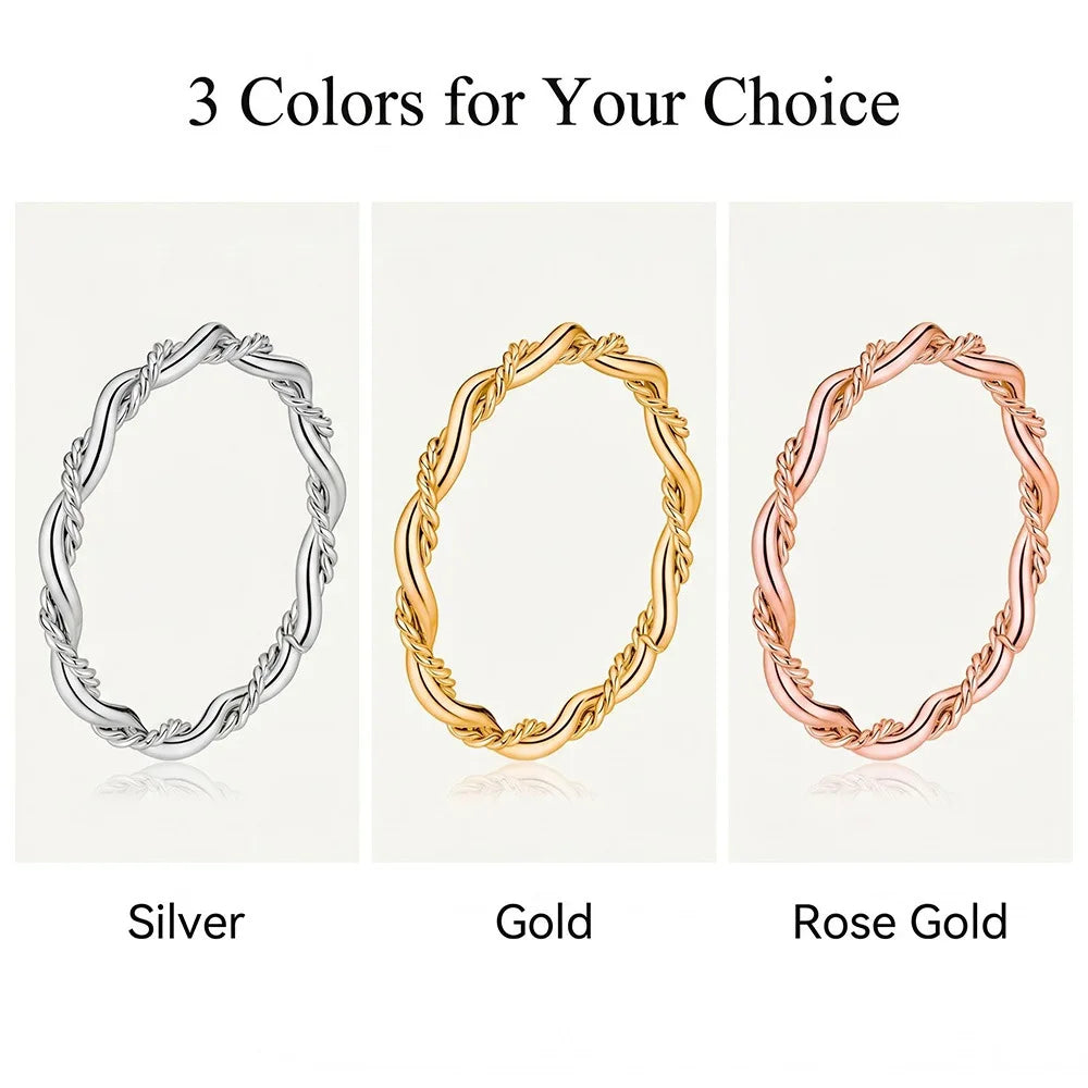 Fashionable and Versatile Stainless Steel Ring Light Luxury High-end Double-line Intertwined Twisted Rope Couple's Ring MegaBDM