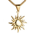 SC 2022 New Fashion Gold Plated Necklace Hip Hop Pearl Chain Men's Necklace Personalized Stainless Steel Sun Pendant Necklace