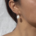 INS Simple Stainless Steel 14K Gold Plated Geometric Freshwater Pearl Earrings Titanium Steel PVD Irregular Shaped Pearl Earring