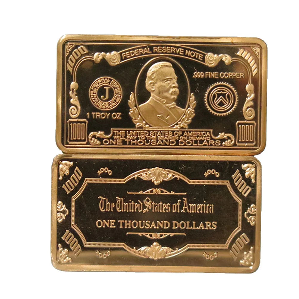 Hot Selling Products Collectible Coins Custom 1 oz 999 Fine Copper Bullion $1000 USA Bill Bar