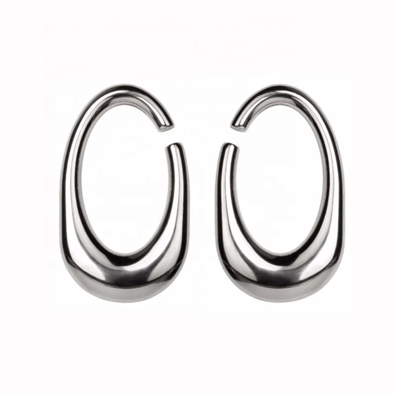 Unisex Stainless Steel 8mm Cool Heavy Ear Tunnel Piercing Body Jewelry Oval Shape with Lock for Wedding or Party Fashion Gift