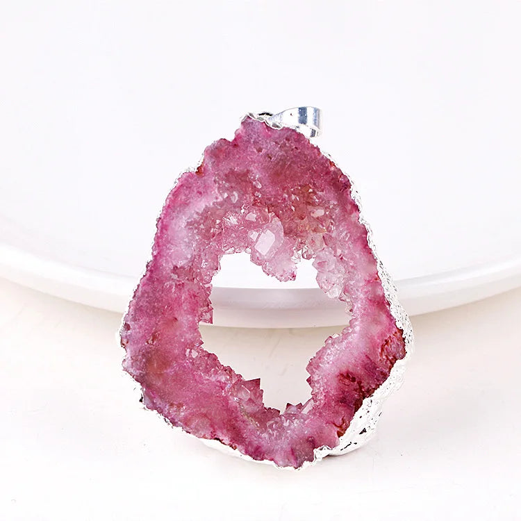 HZ Hot selling natural druzy agate pendant hearts star crystal crafts