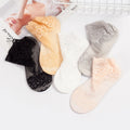 3 Pairs/set Summer Women's No Show Socks Black Thin Lace Short Socks  Invisible Hidden Liner Non Slip Low Cut  Socks