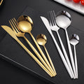 High Quality Stainless Steel Royal Unique Silver Black Fork and Spoon Events Table Wedding Gold Portugal Flatware Cutlery Set