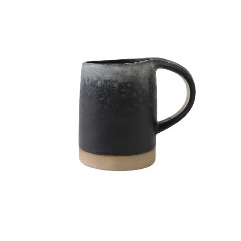 Hand-painted Clay Coffee Cup Japanese Stoneware Mug Retro 14oz Ceramic Water Cup