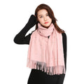 New Custom Autumn and Winter Imitation Cashmere Solid Color Thorn Beaded Shawl Thickened Warm Tassel Women's Scarf