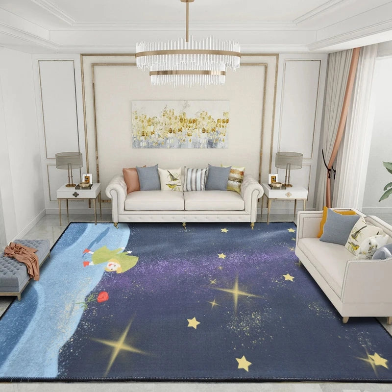 Cartoon Jacquard Children's Carpet Machine-Made Loop Pile Rug for Bedroom Living Room Bathroom Bedside Decor