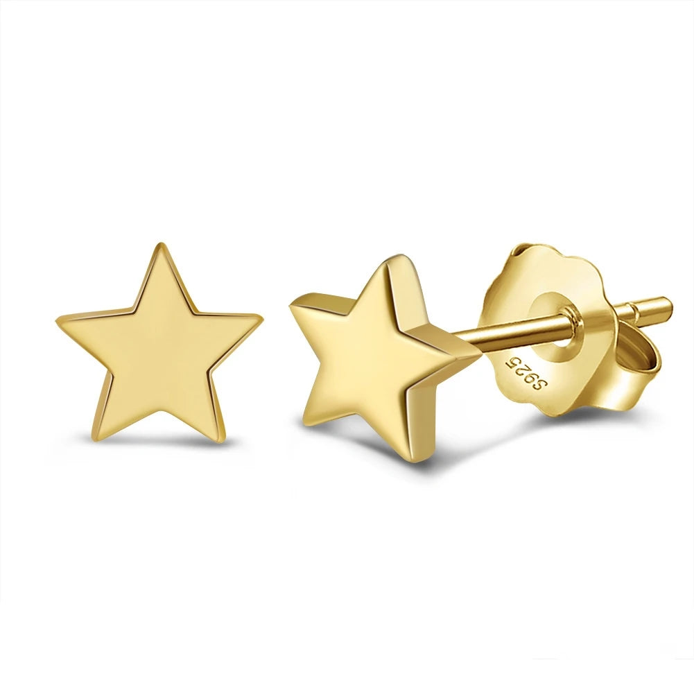 Rinntin APE42 Women Stud Earrings Star Shape 925 Sterling Silver Romantic 6MM Stars Earring Party Jewelry Gift