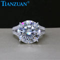 12ct 15mm Round White Color Moissanite Large Size Silver 925 Ring Luxury Half Eternity Women's Ring Band Wedding Dating Gift