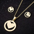 Fashion Non Tarnish Silver 18K Gold Plated Heart Pendant Woman Earring Necklace Stainless Steel Jewelry Set