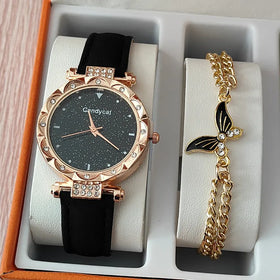 2024 Ladies Watch Leisure Quartz Watch Set Luxury Girls Watch Pearl Bracelet Set
