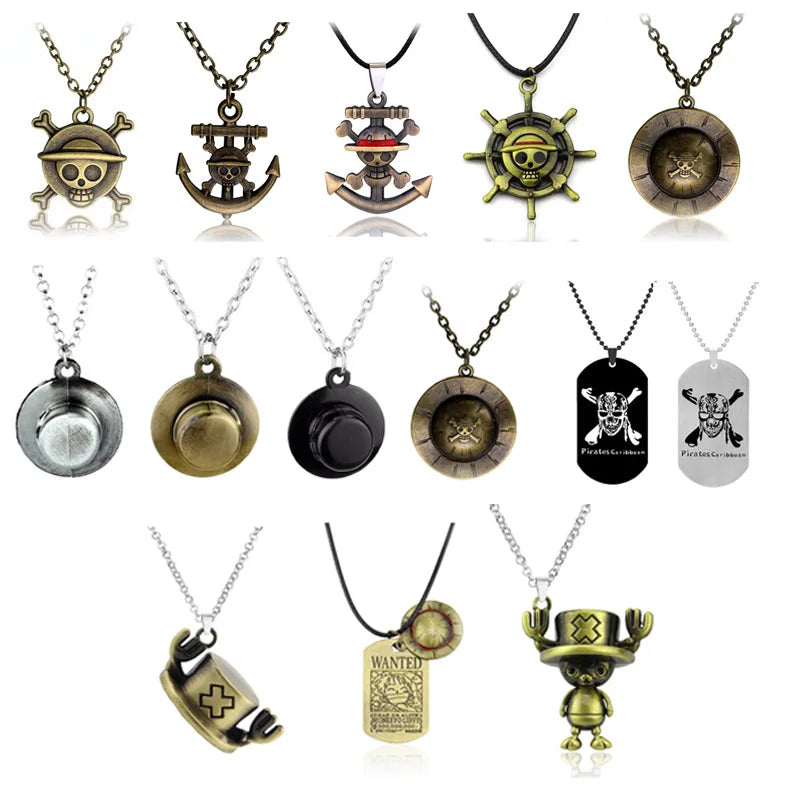 Anime Ship Rudder Straw Hat Chopper Fire Fist Ace Skull Cartoon Luffy Necklace Fashion Pendant