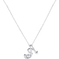 925 Sterling Silver Zircon Diamond White Gold Plated Letter Pendant Necklace Chain for Women