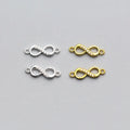 New Fashion 925 Sterling Silver Gold Plated 8-shaped Number Zircon Charms for Jewelry Making Connector