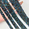 Tongshin Black AB Resin Rhinestone Ribbon Crystal Strip Trimming for Shoes & Bags Motif Hotfix Technique Wholesale Roll