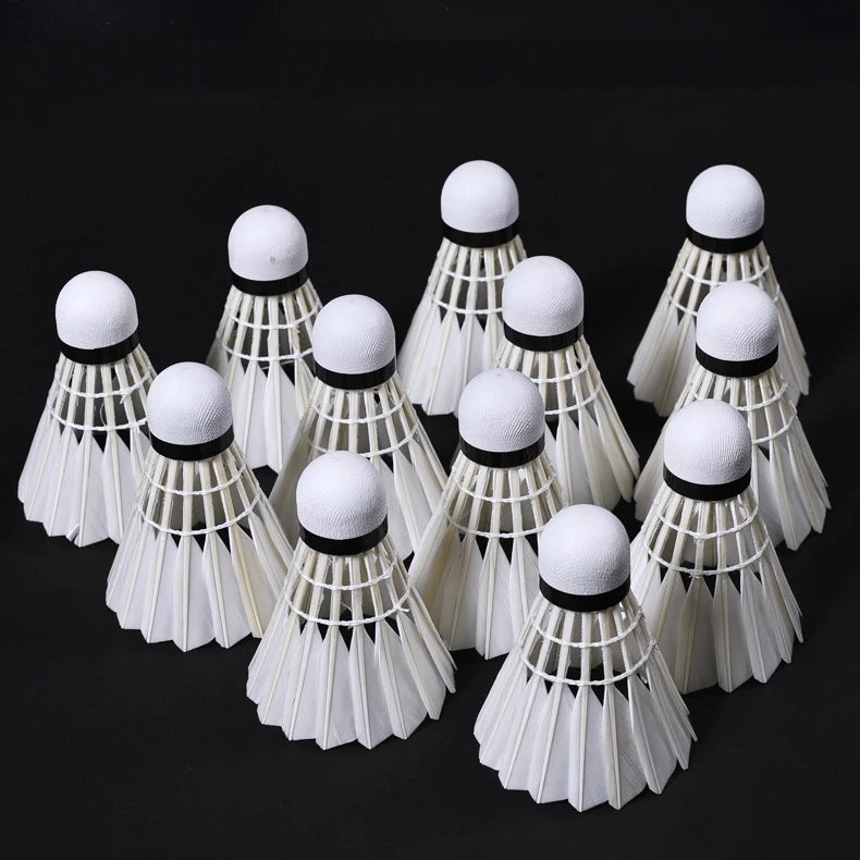Durable Tournament Class a 77 Speed Badminton Goose Feather Ball 12 Packs Stable Shuttlecock with Curving Shuttle