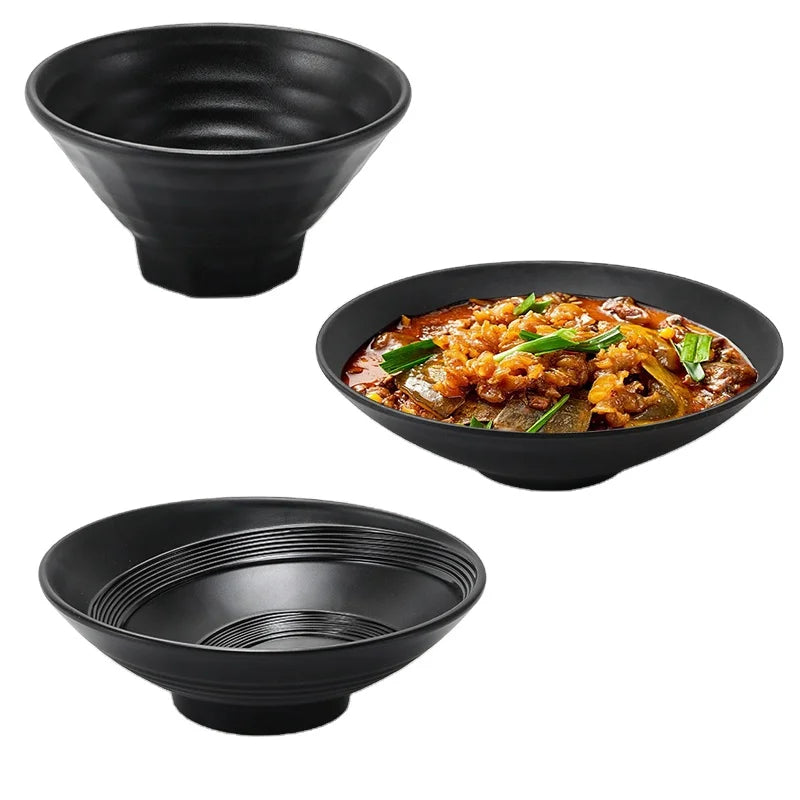 Melamine Ramen Bowl Best Selling Wholesale Restaurant Customized Black Japanese Melamine Noodle Bowl