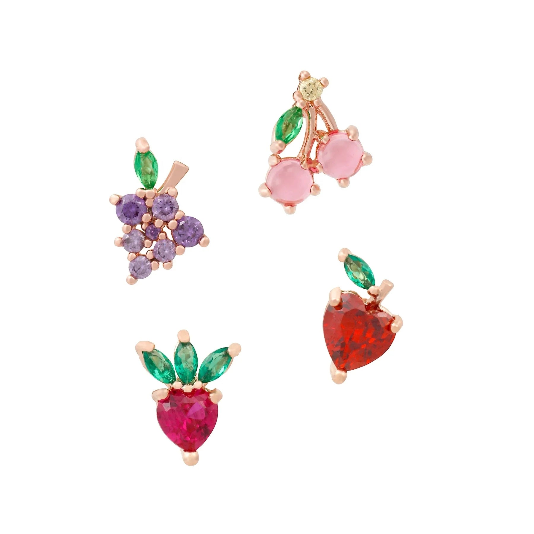 LOZRUNVE 925 Sterling Silver Gold Vermeil Cute Kawaii Rainbow Fruit Basket Stud Earring