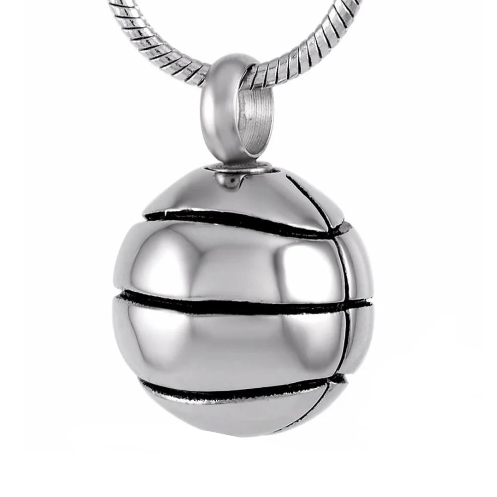 Stainless Steel Basketball Cremation Pendant Urn Ashes Urn Necklace Keepsake Ball Memorial Basketball Ashes Ball Urn Cremation