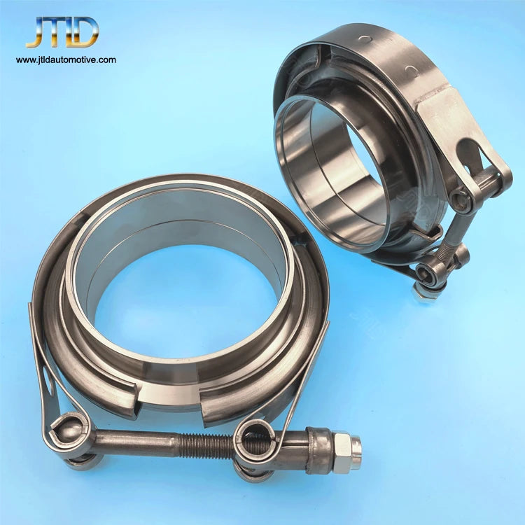 JTLD Universal 4 Inch 304SS Exhaust System Pipe Clamp Standard V-band Clamp Male and Female Flange Kit
