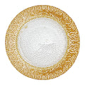 Luxury Elegant Gold Chargers Plate Glass Wedding Orange Rim Gold Trim Clear Honeycomb Shape for Event Party