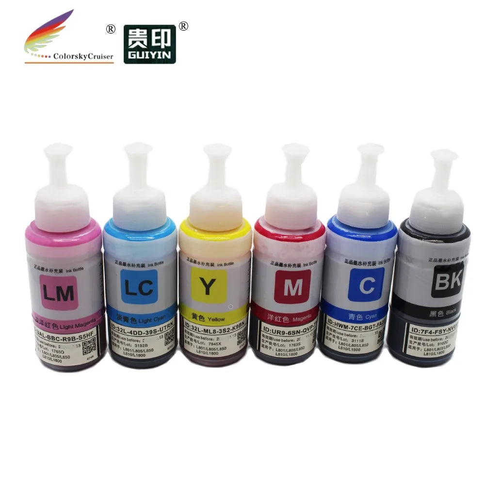 BR-E6 6 Color Refill Dye Ink for Epson 673 674 T674 T673 EcoTank L800 L801 L805 L850 L810 L1800 70ml Each